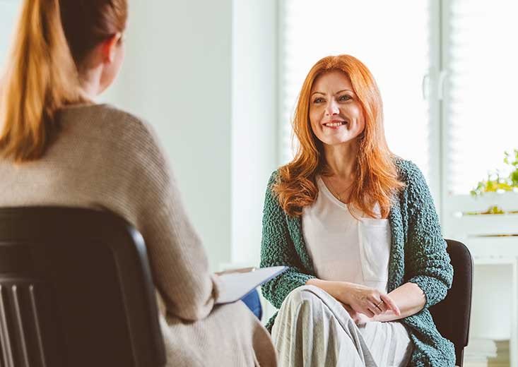 woman being interviewed